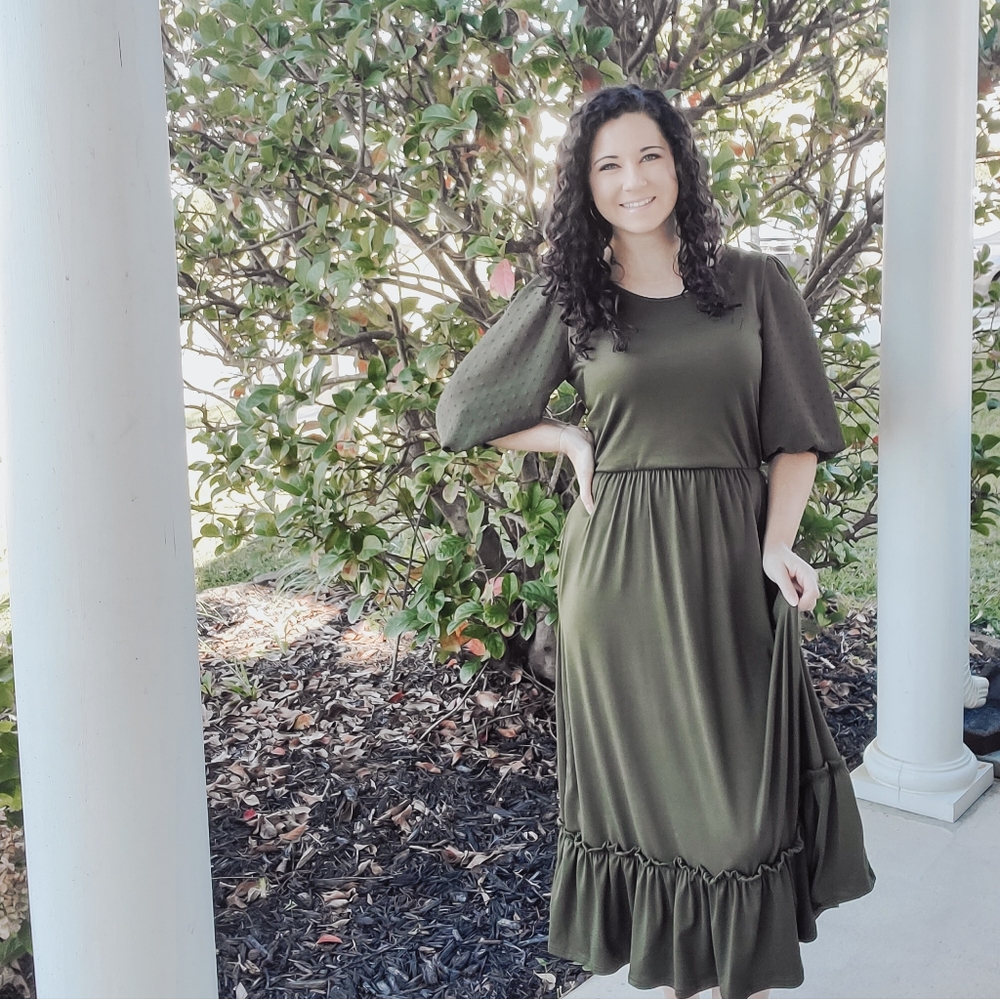 Olive green maxi dress